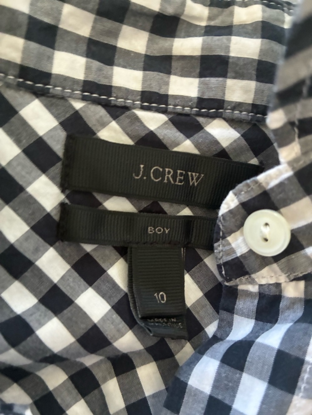 J. Crew Sz 10 Boy Navy Gingham Button Down Shirt - Picture 3 of 15